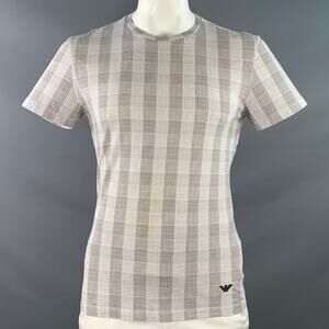 EMPORIO ARMANI Size XXL Brown White Hearts Dots Short Sleeve T-shirt